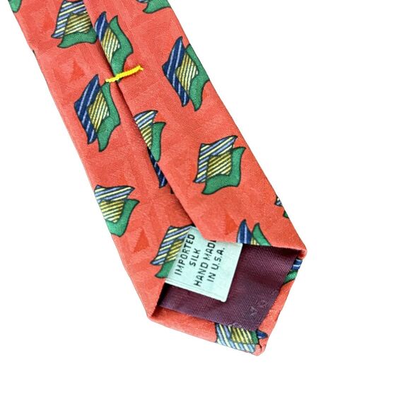 Aquascutum of London Red Green Blue Silk Tie Hand Made U.S.A - Picture 4 of 6